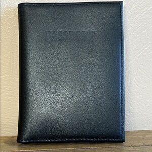 Black Faux Leather-Velvet Passport Cards Holder/Wallet Bifold. RFID Blocking.